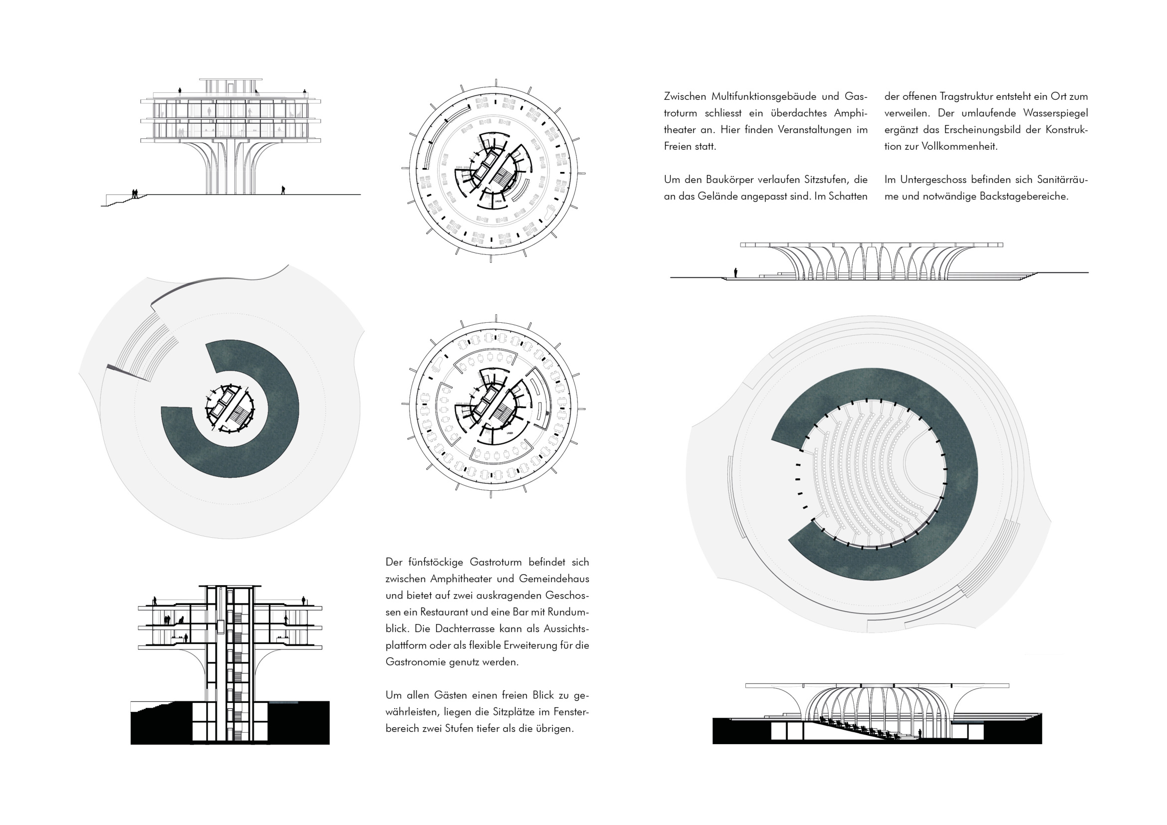 Detail Gastroturm und Amphitheater